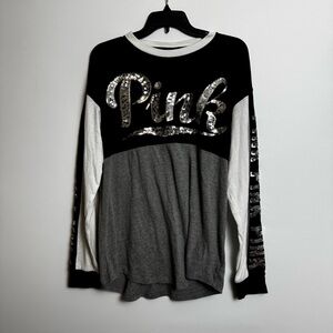 PINK Victoria's Secret Black and Gray Long Sleeve Tee